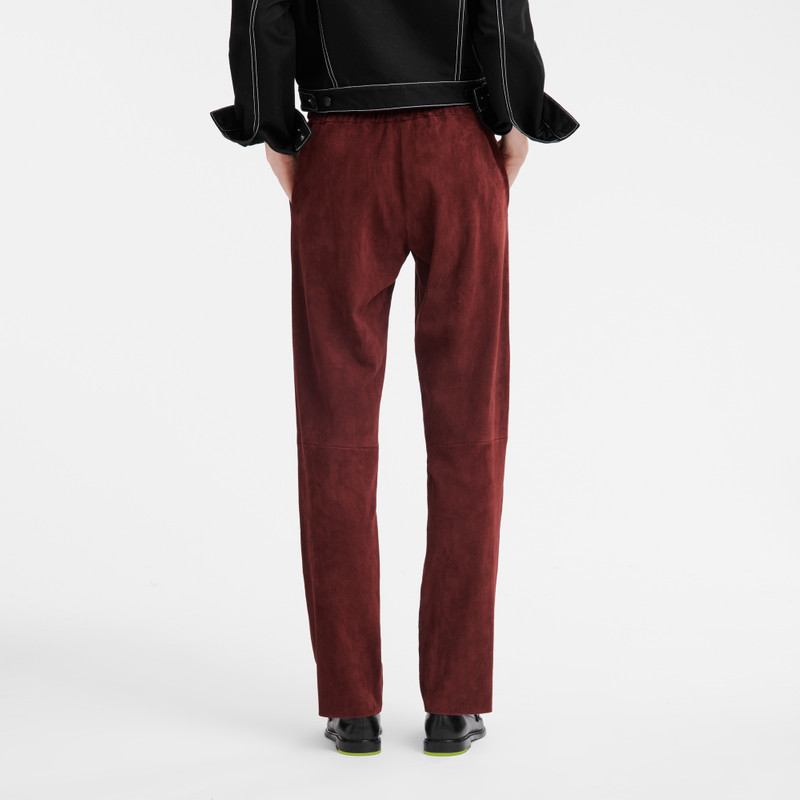 Leather straight pants Burgundy - Leather 3