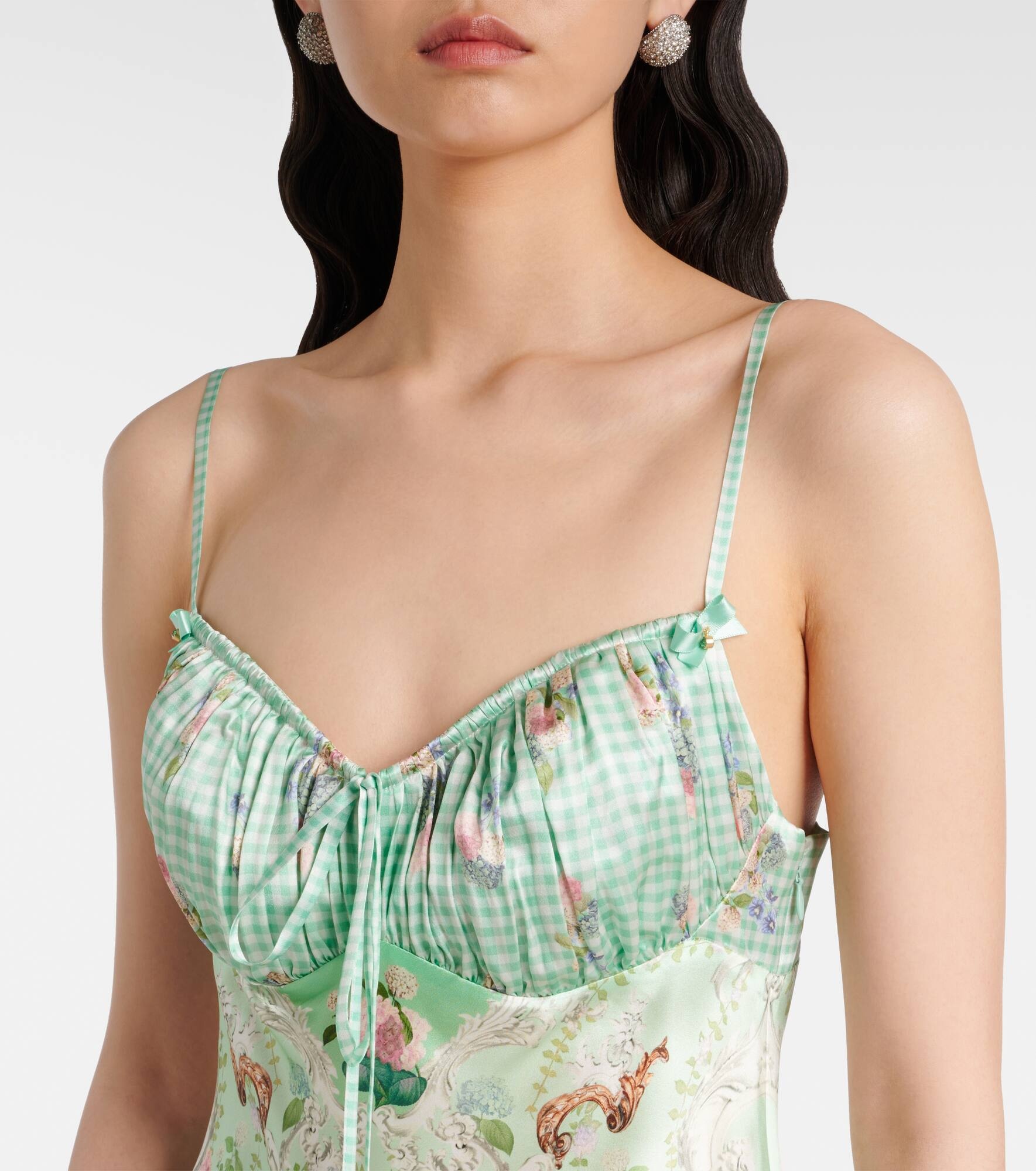 Gathered silk midi dress - 4