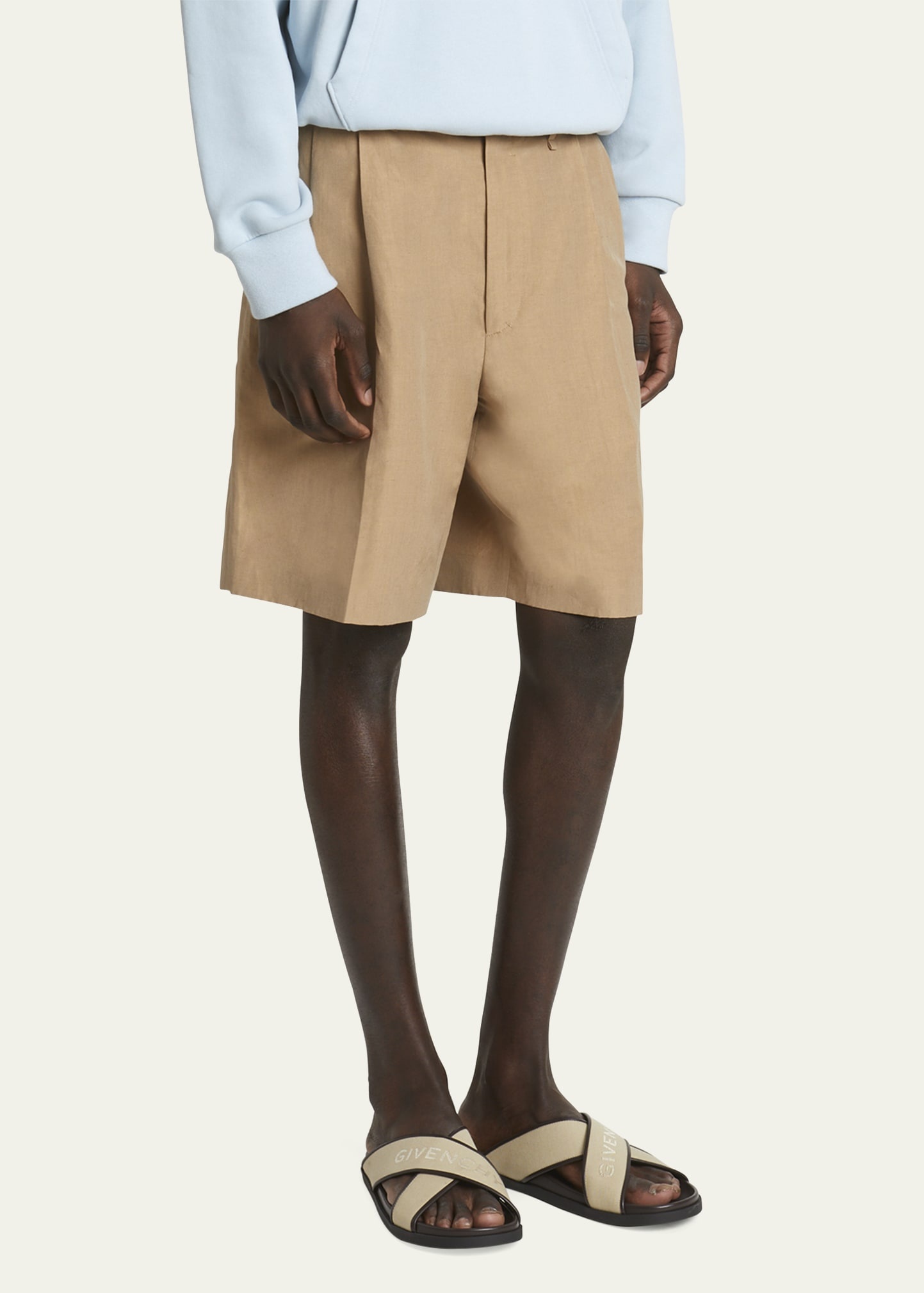 Men's Silk Linen Pleated Shorts - 4