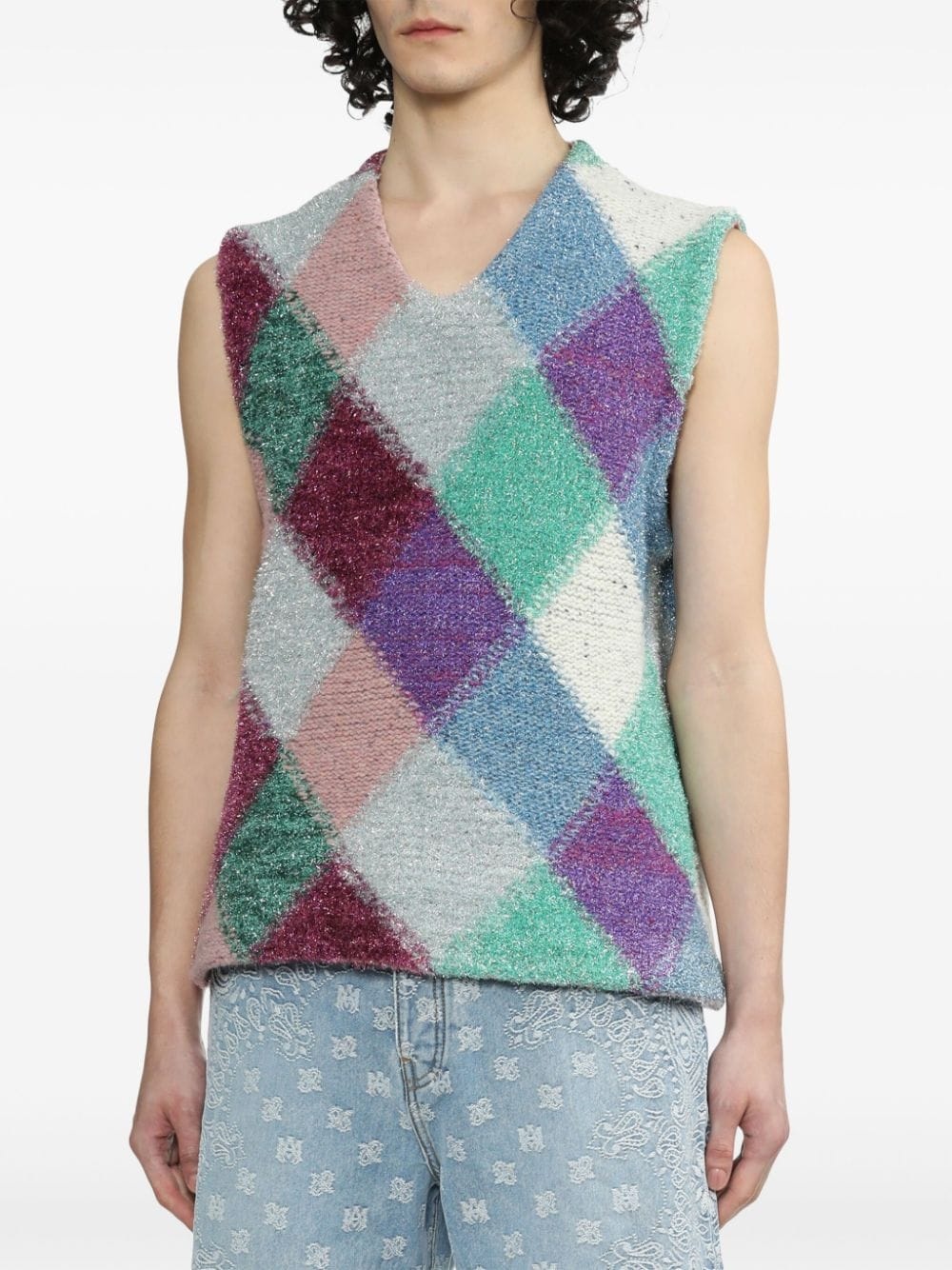 V-neck sleveless jumper - 3