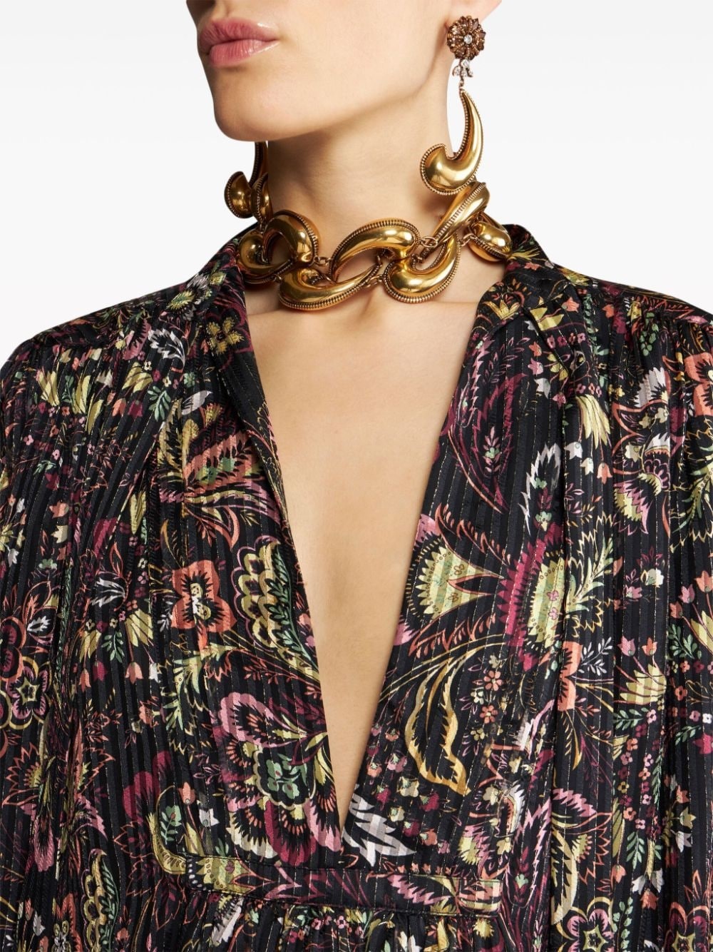 floral-print silk-blend dress - 4