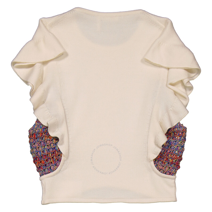 Chloe Ladies Brilliant White Cropped Knit Top - 2