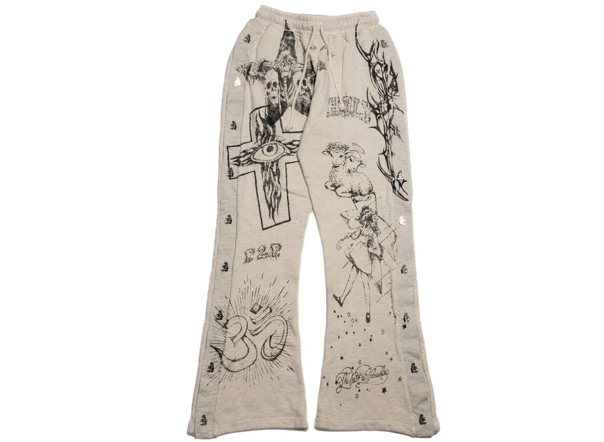 GRAFFITI MIRROR FACE SWEATPANTS (GREY) - 1