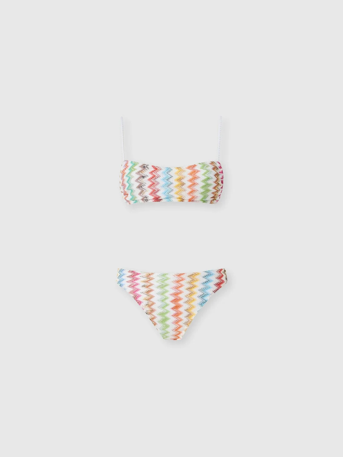 Bikini in lamé viscose with micro zigzag pattern and high-waisted bottoms - 1