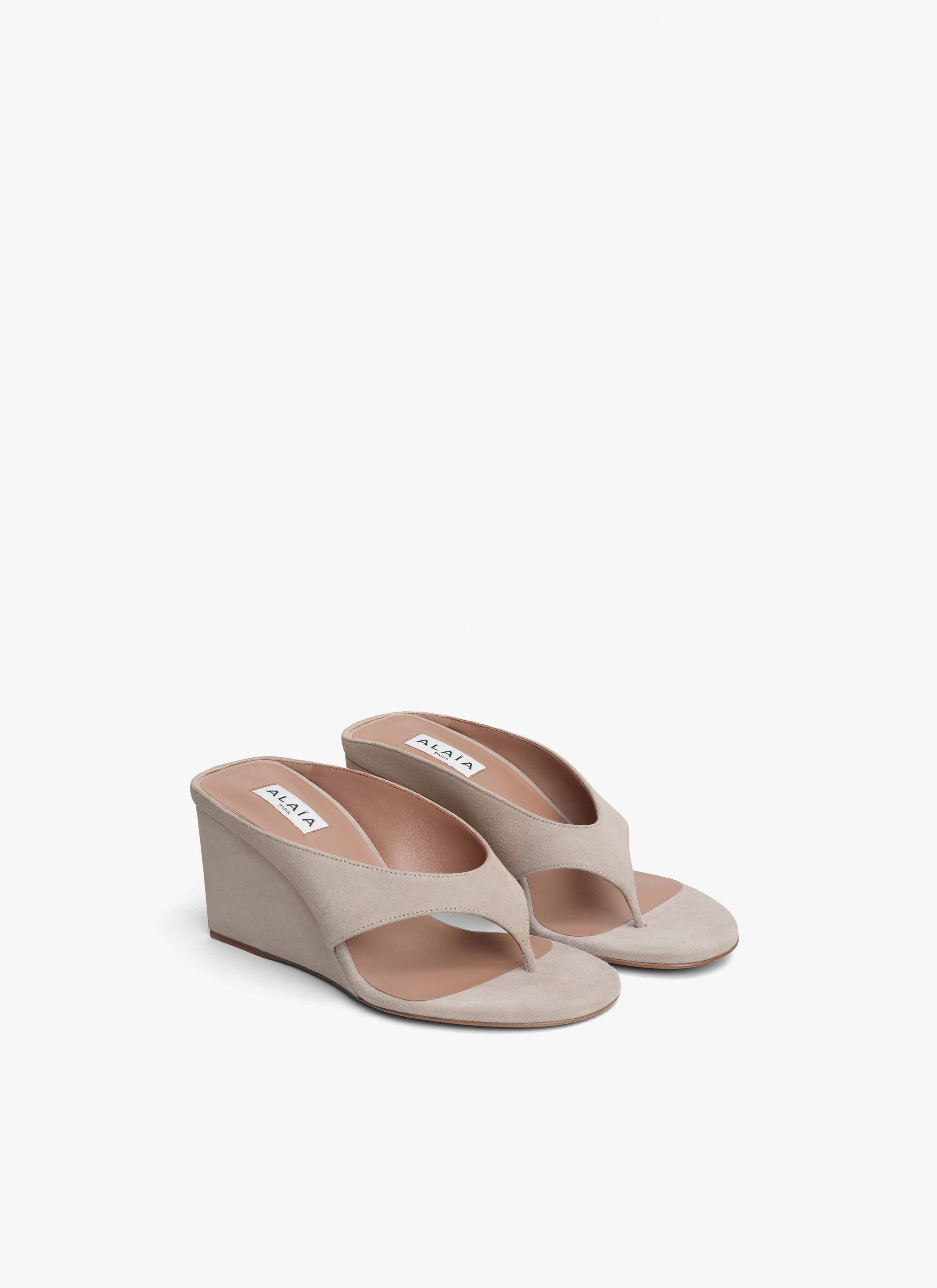 CUBE THONG MULES IN SUEDE GOATSKIN - 4