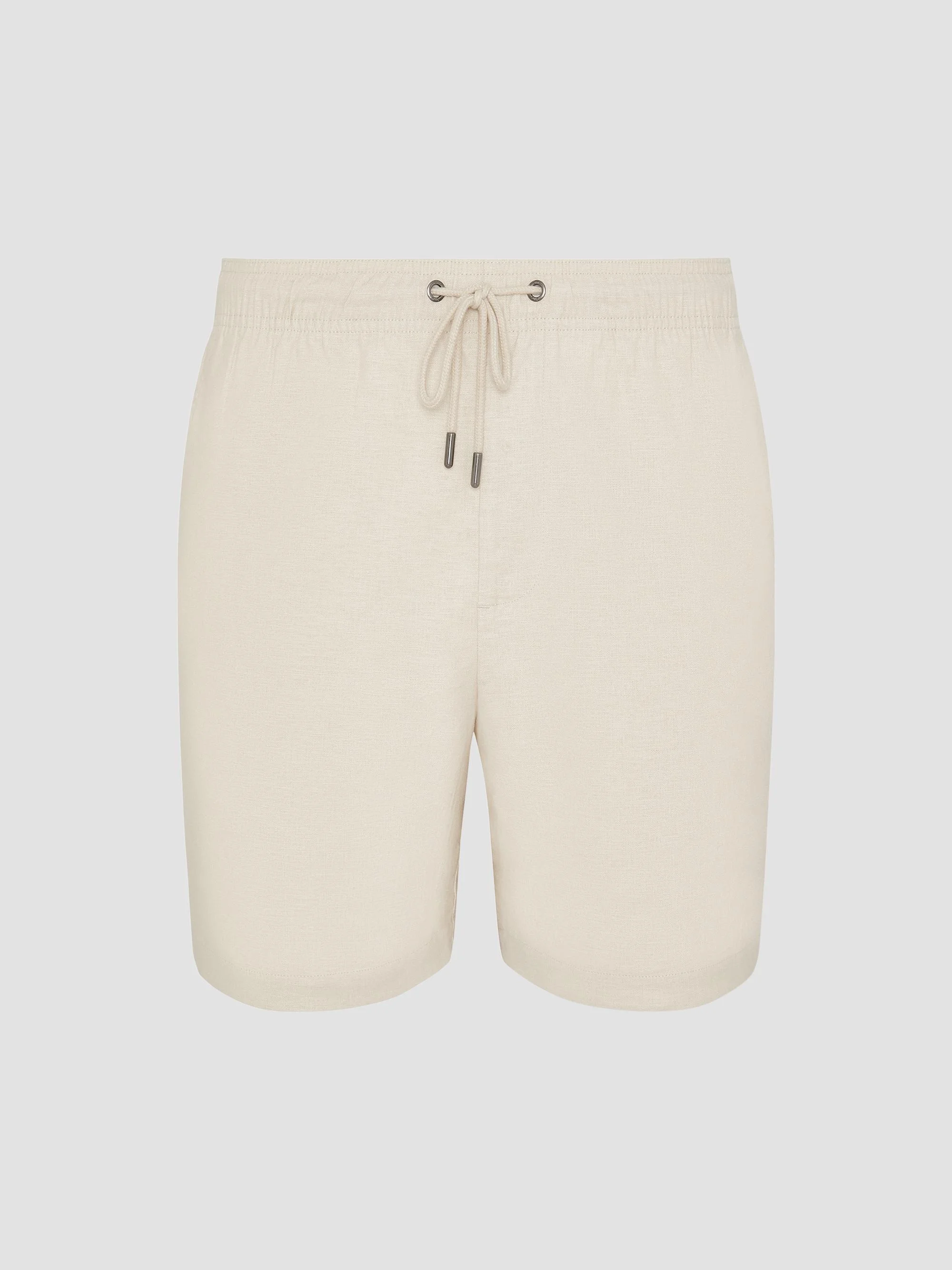 Men's Stretch Linen-Blend Drawstring Shorts - Stone - 1