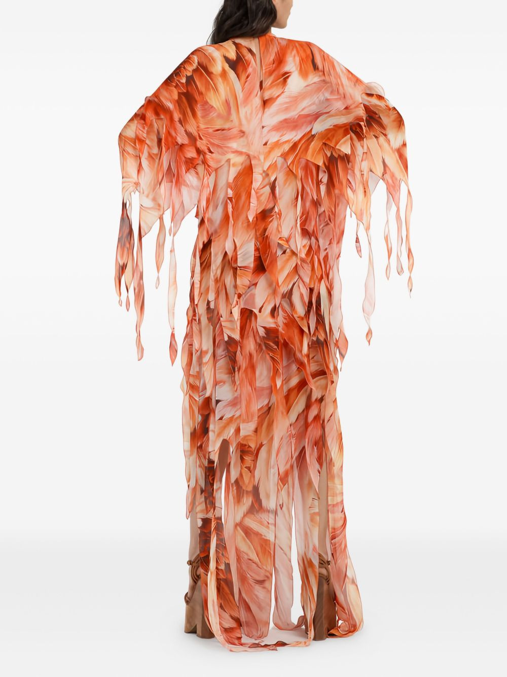 feather-effect patterned maxi dress - 5