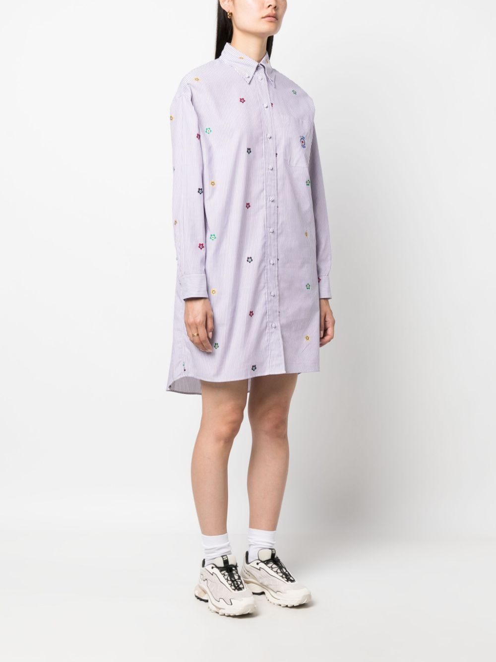 design-embroidered poplin shirtdress - 3