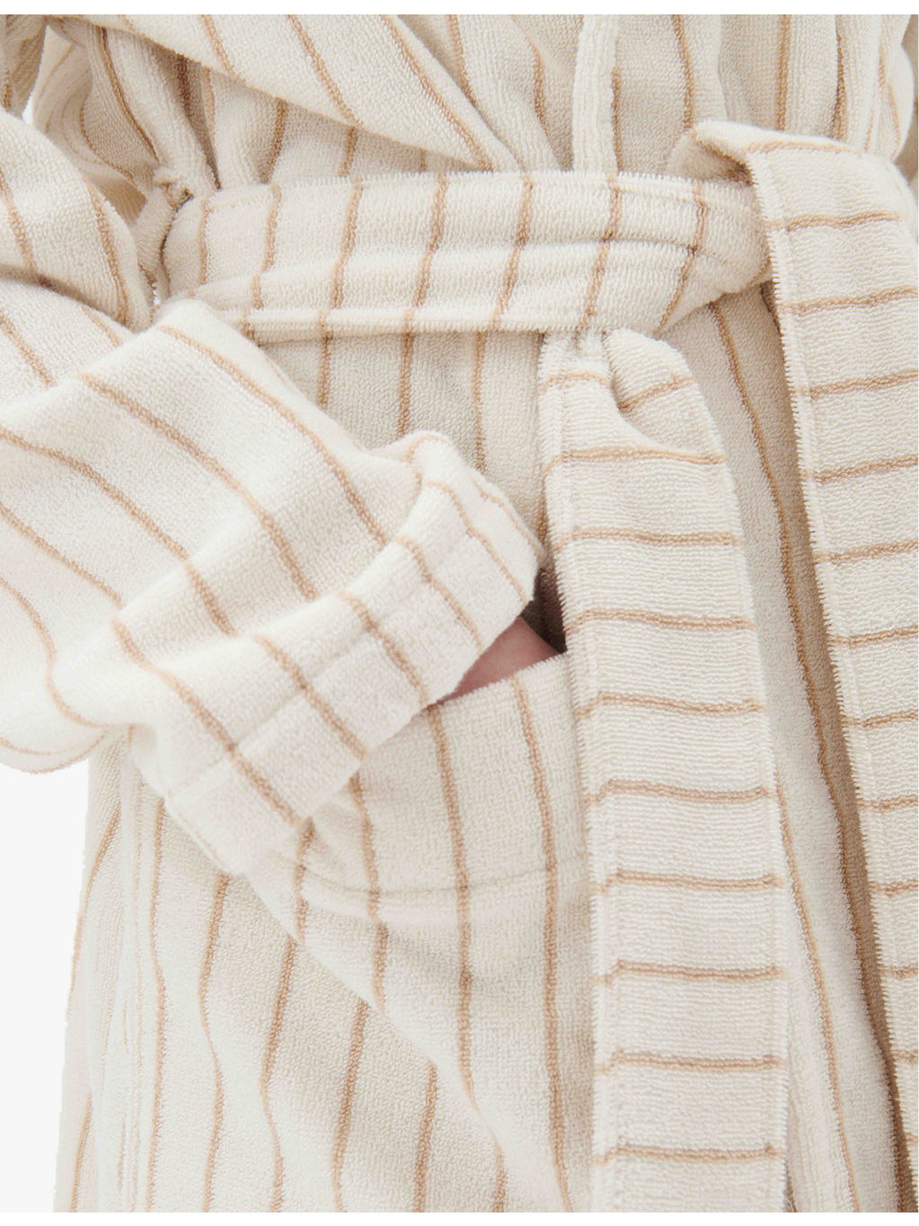 Hooded striped organic-cotton robe - 6