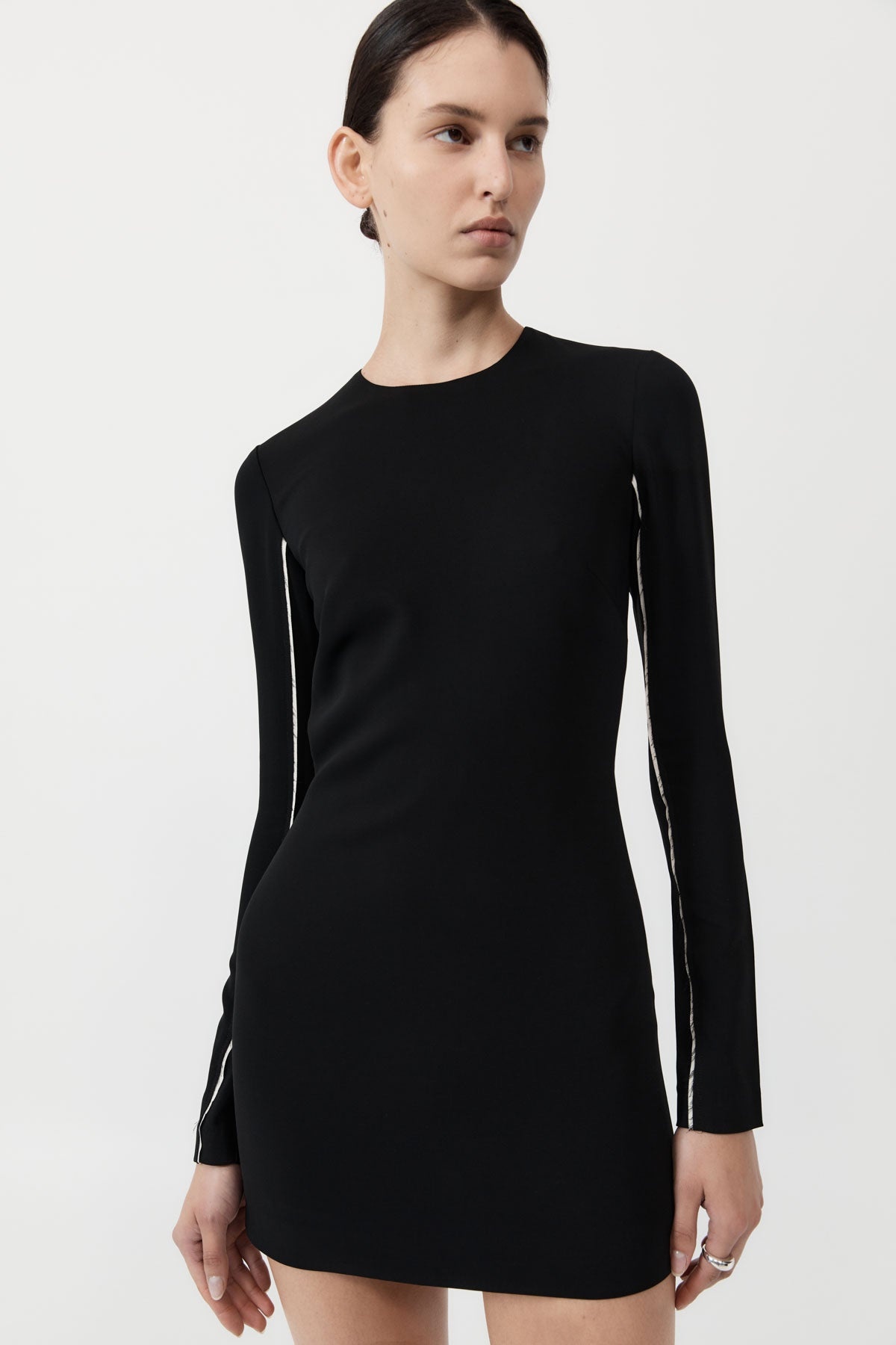 Raw Edge Mini Dress - Black - 2