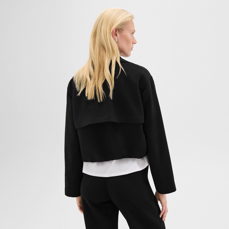Theory Double-Breasted Crop Trench in Admiral Crepe outlook