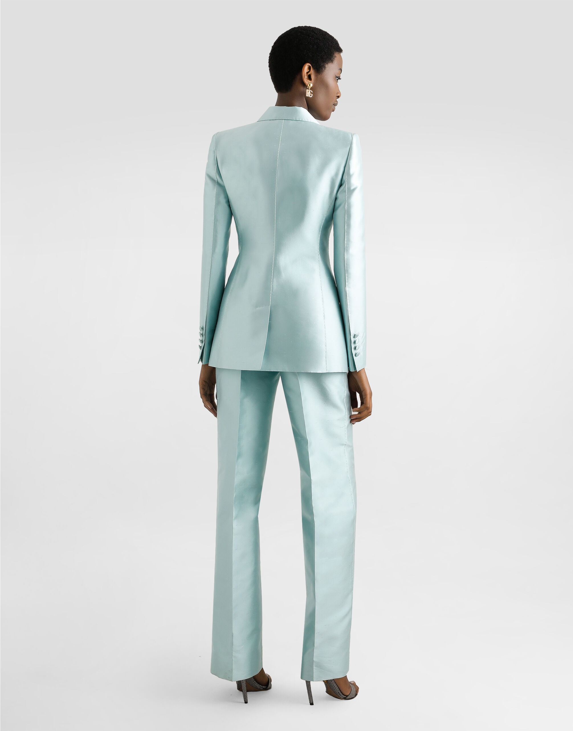 Double-breasted jacket in shantung silk - 3