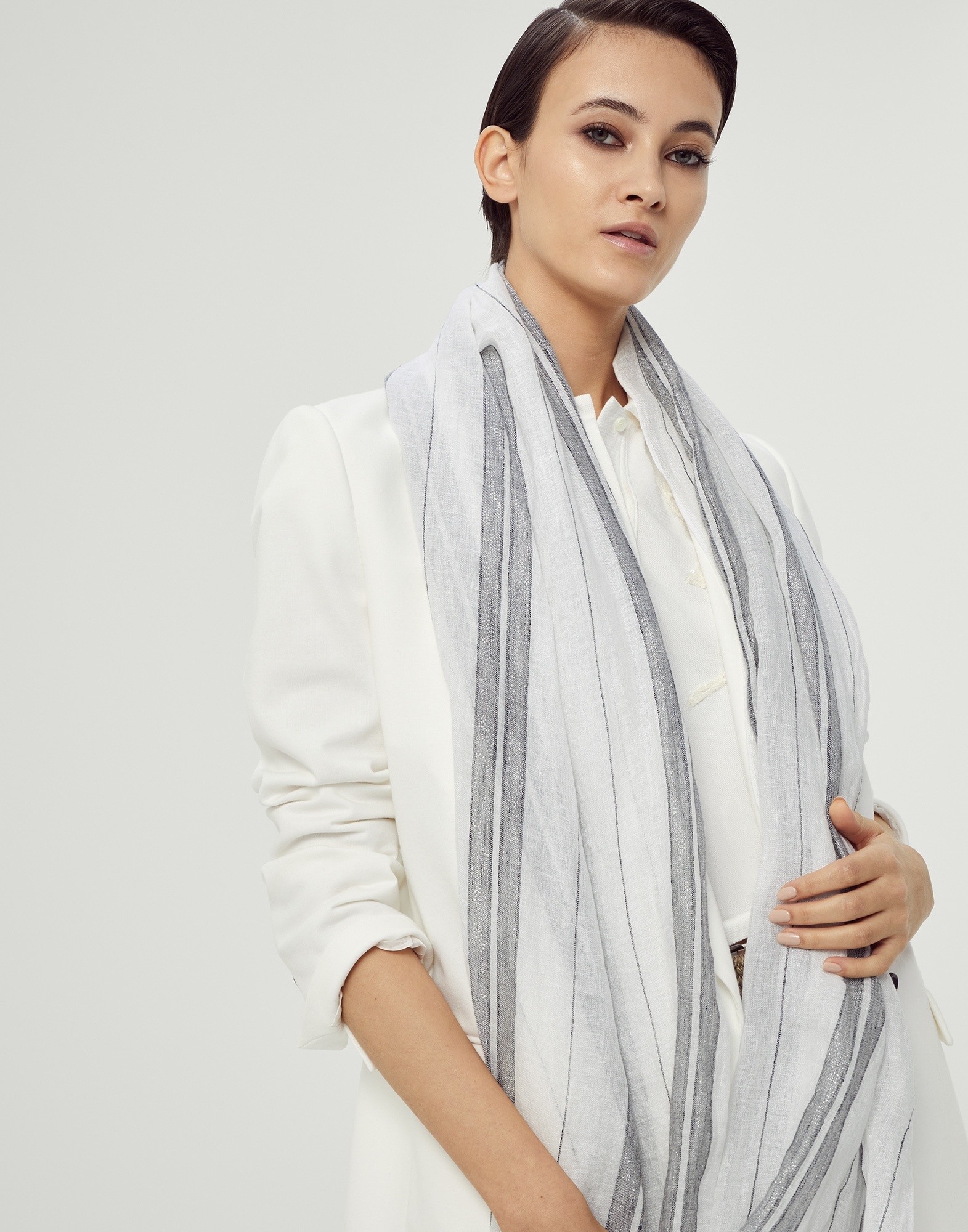 Sparkling stripe linen scarf - 4