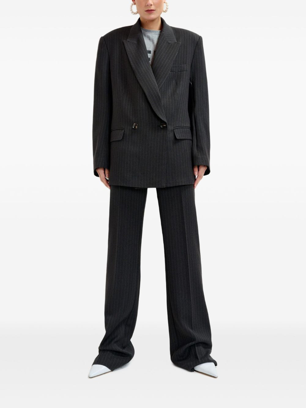 pinstripe double-breasted blazer - 2