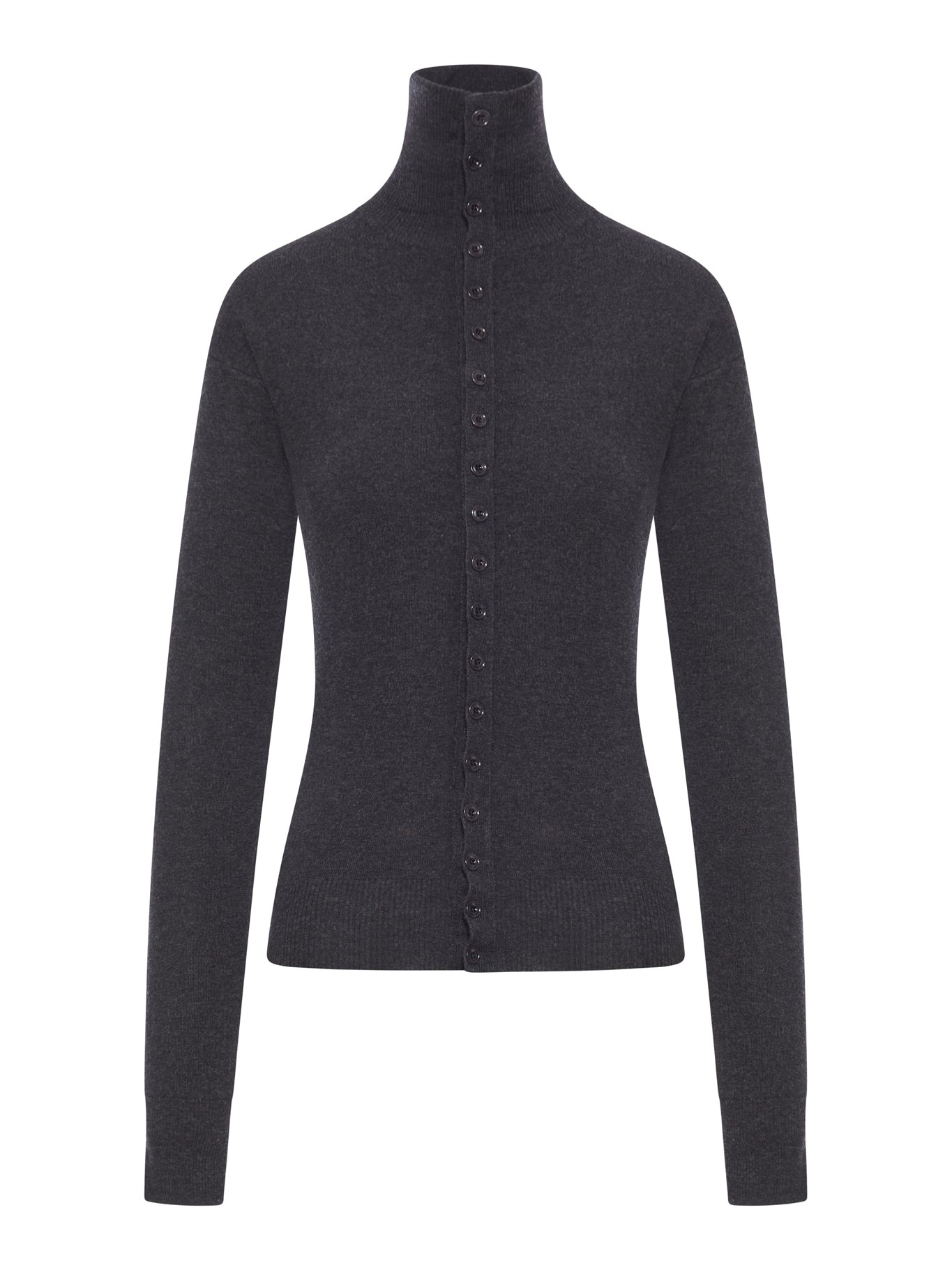 FINE WOOL BUTTONED CARDIGAN - 2