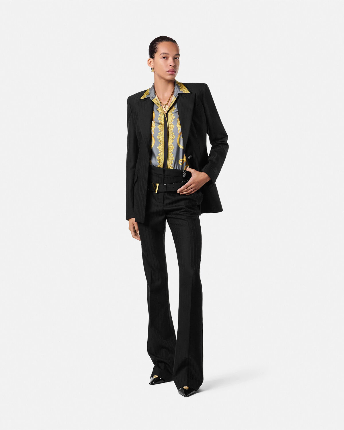Wool Pinstripe DV Pants - 2