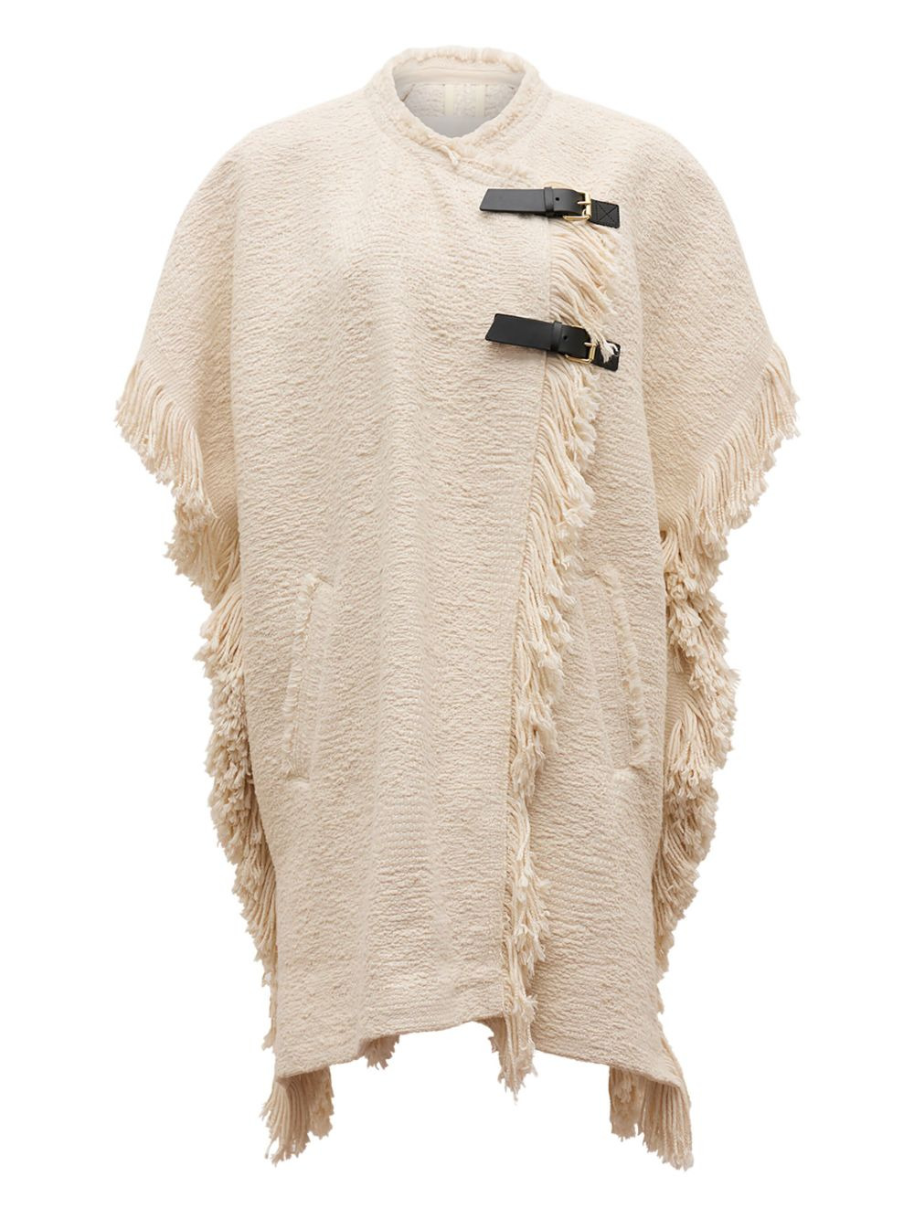 fringed buckled poncho - 1