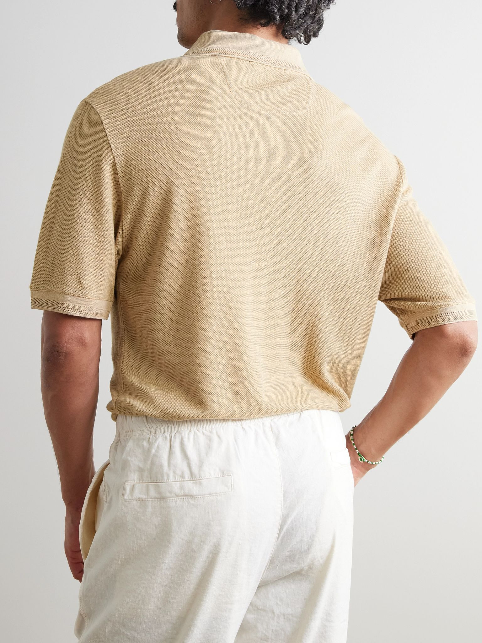 Horacio Modal and Linen-Blend Piqué Polo Shirt Brown - 3
