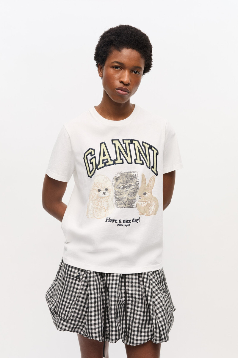 GANNI WHITE ANIMAL PRINT T-SHIRT outlook