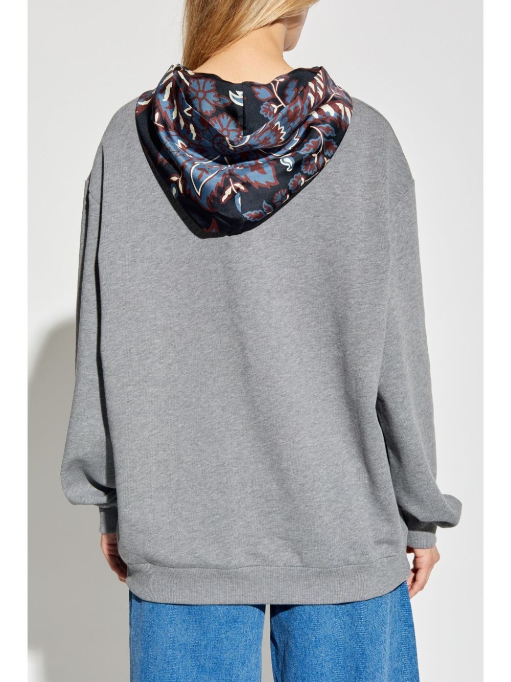 contasting-hood cotton hoodie - 4