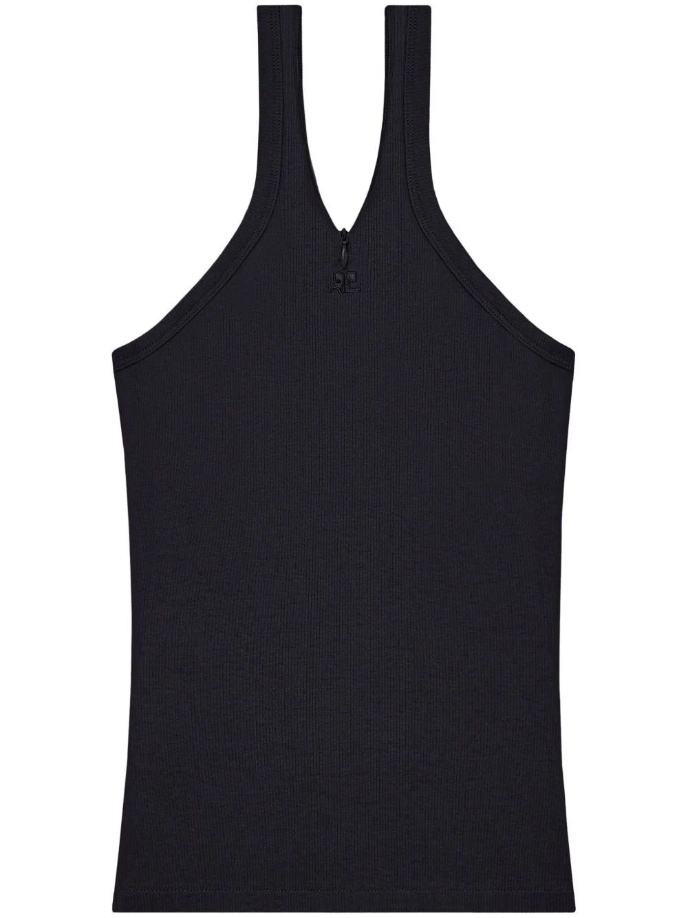 logo-embroidered ribbed tank top - 1