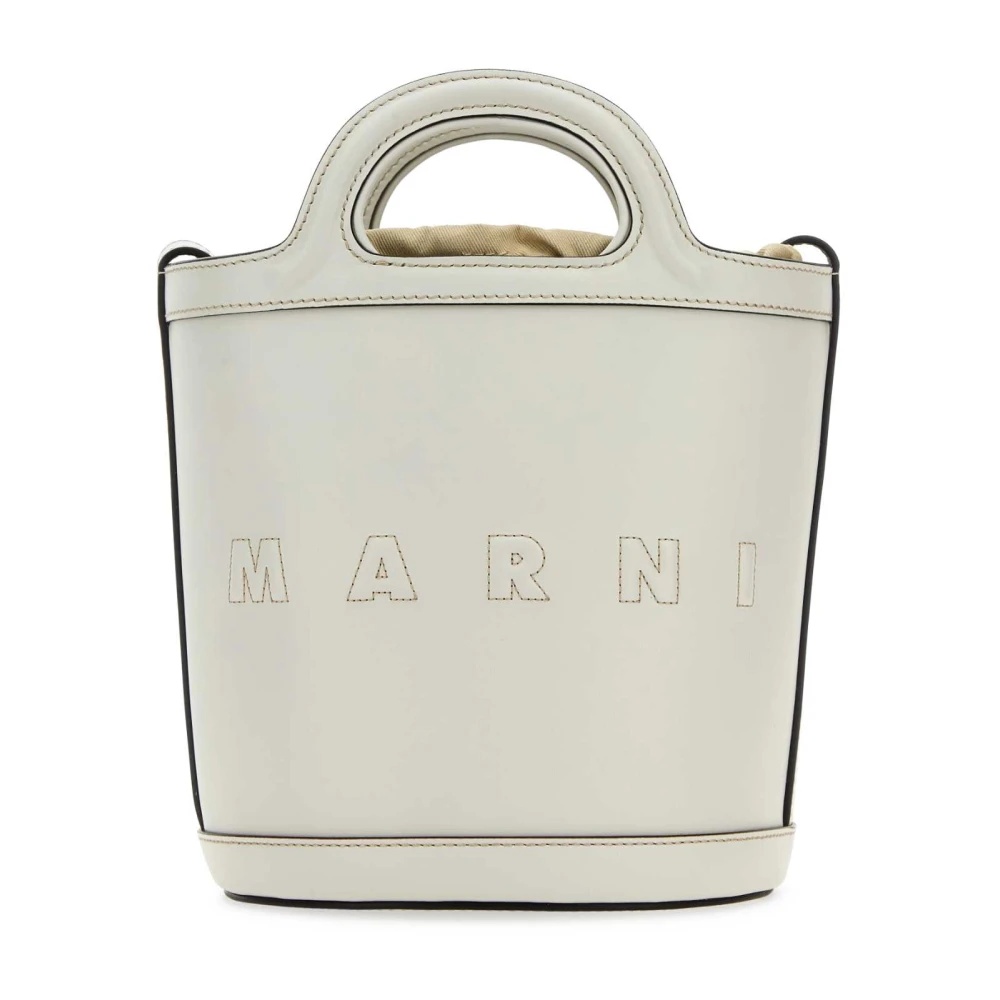 マルニ MARNI TROPICALIA SMALLBUCKET BAG2WAY Tropicalia Small Bucket Bag in brown leather and raffia