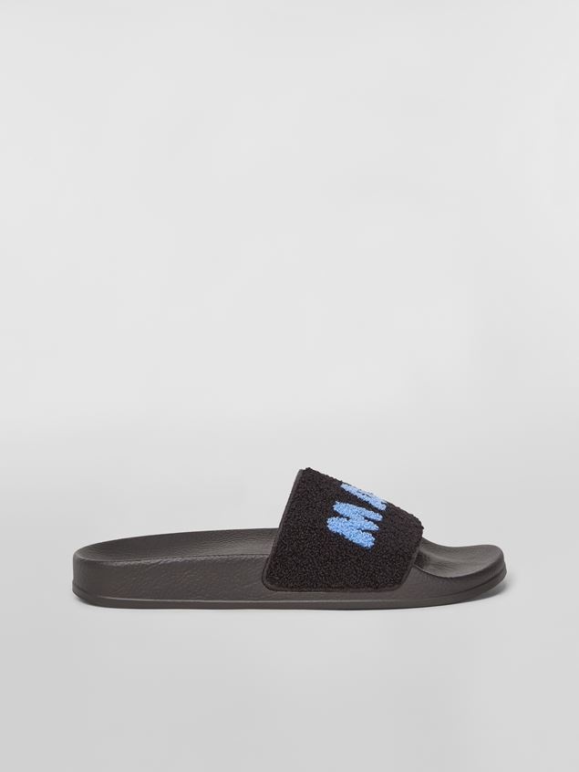 RUBBER SANDAL WITH BLACK AND BLUE TERRY-CLOTH BAND - 1