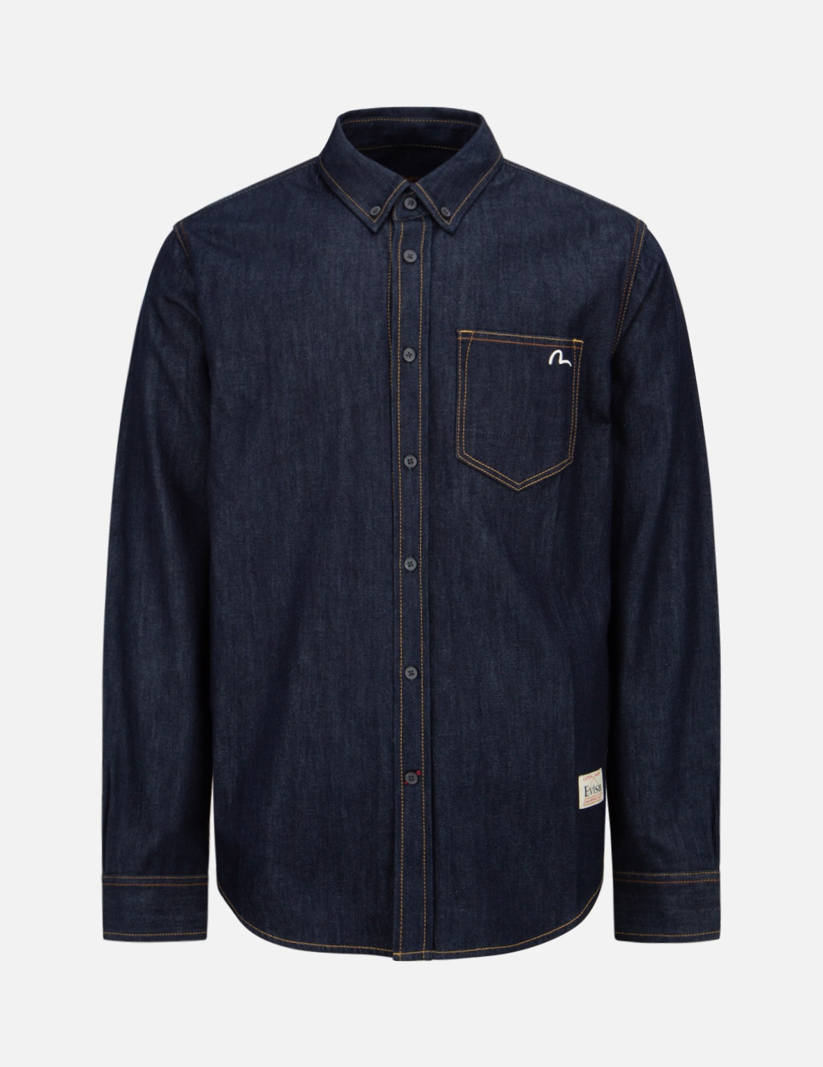 MOTORCYCLE DARUMA PRINT DENIM SHIRT - 1