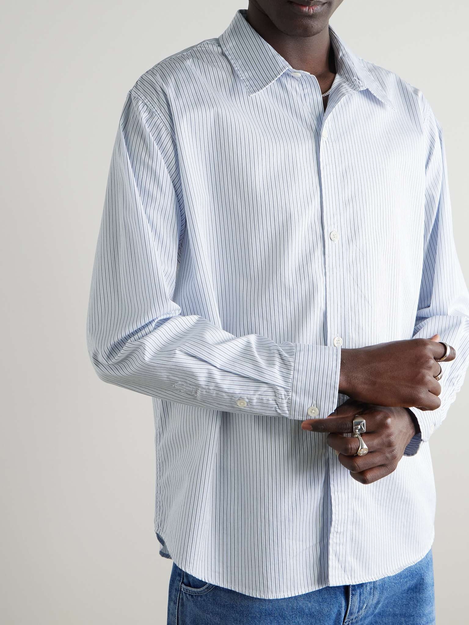 Evening Pinstriped Cotton-Poplin Shirt - 3