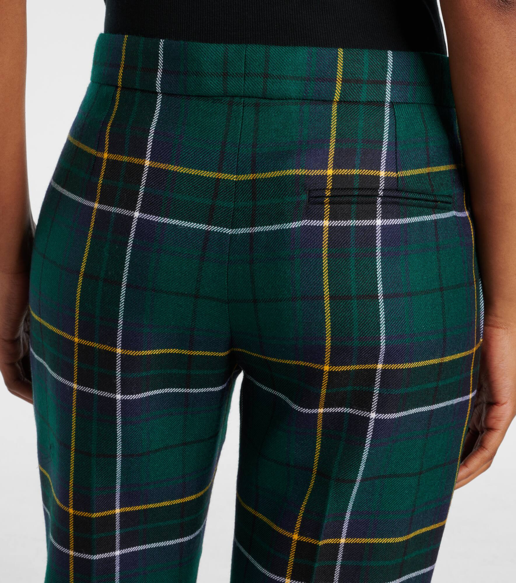 Plaid wool straight pants - 6