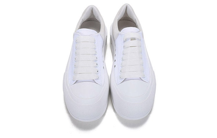 Alexander McQueen Deck Skate Plimsoll Lace Up 'White White' 654594W4MV79000 - 4