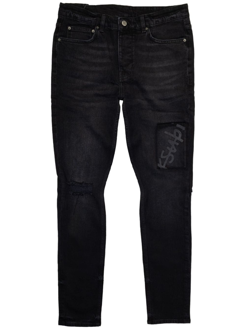 whiskered-effect straight-leg jeans - 1