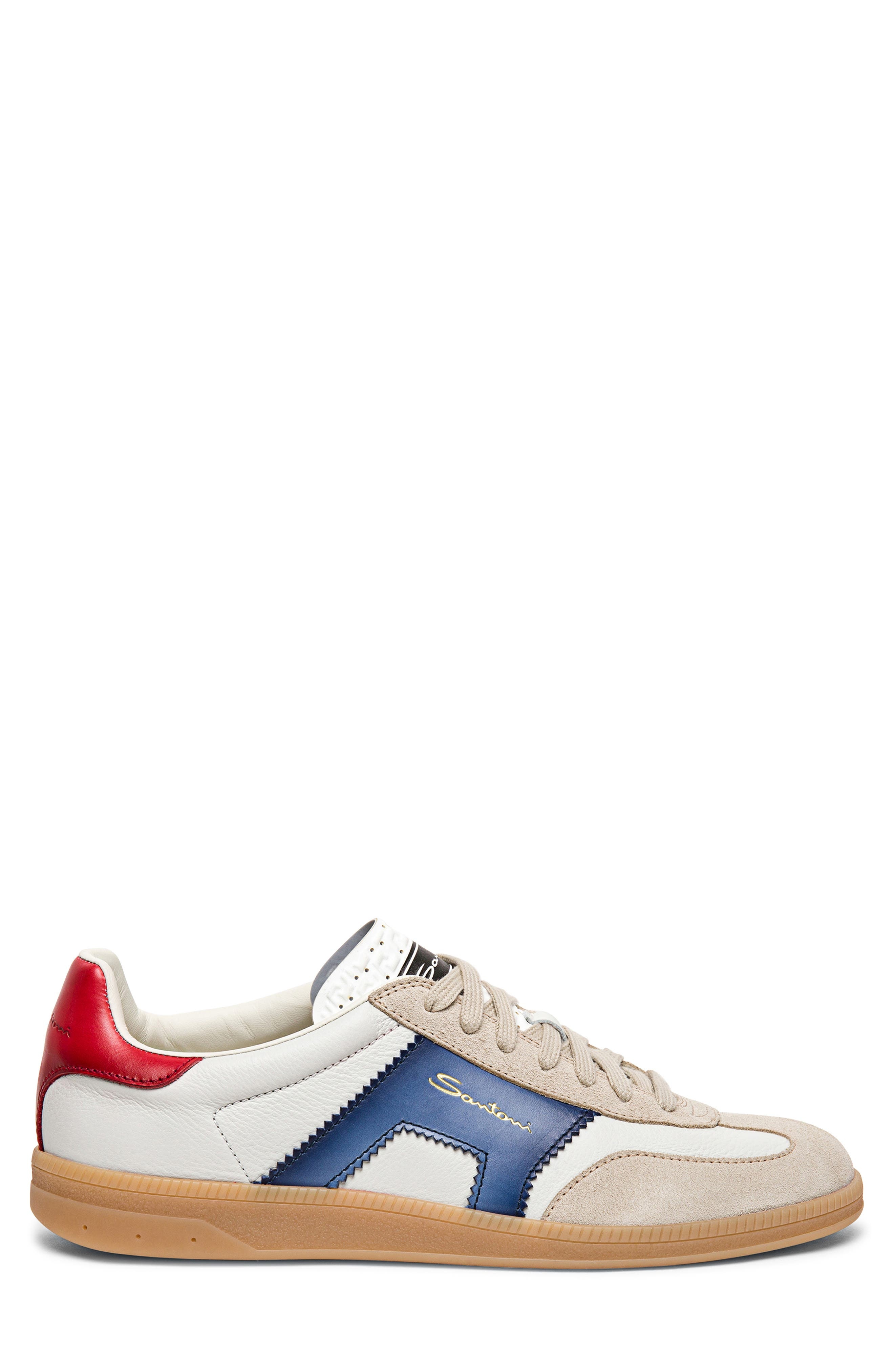 Santoni Olympic Low Top Sneaker in White Blue Red at Nordstrom - 3