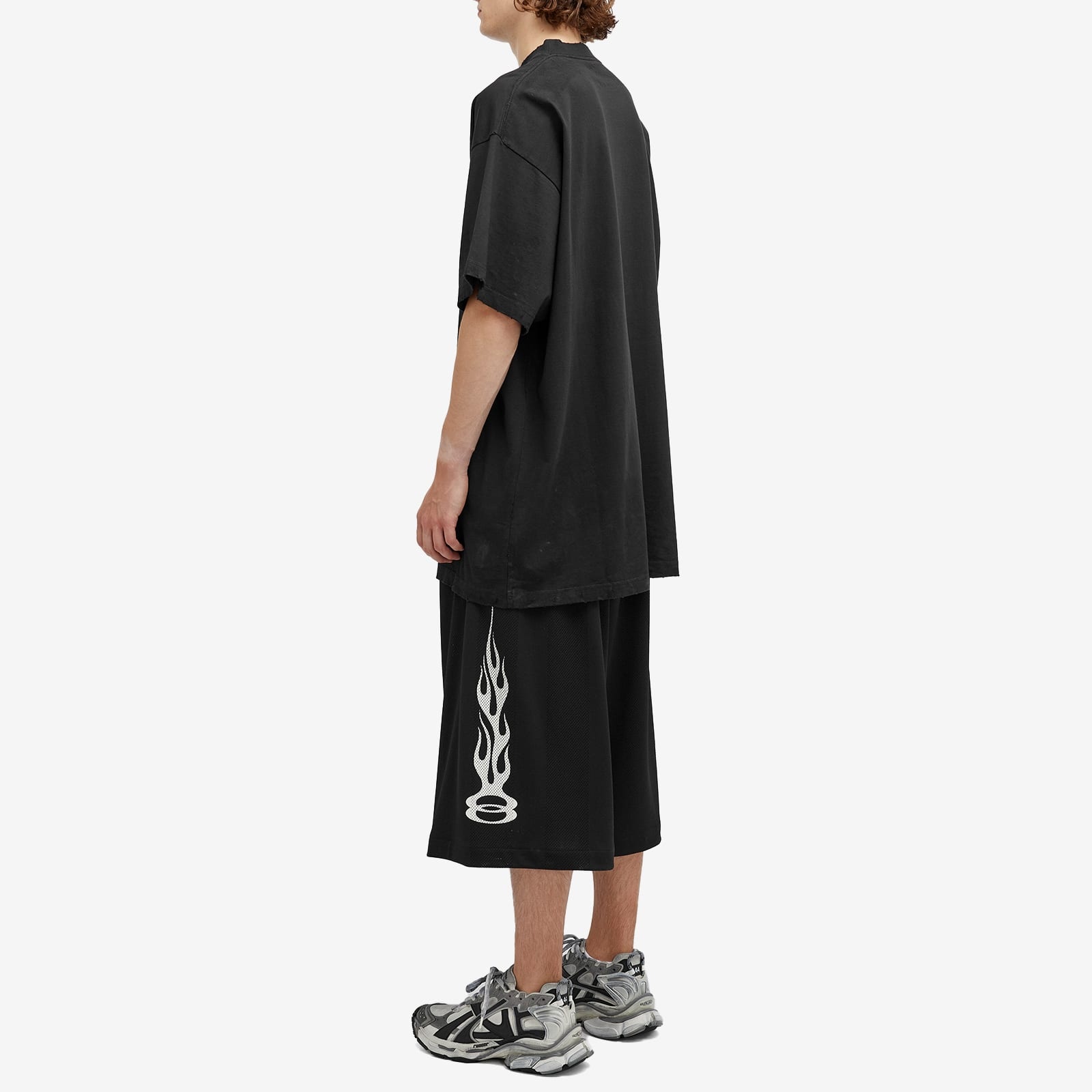 BALENCIAGA Men's Burning Unity Baggy Shorts in Black BALENCIAGA Men's Burning Unity Baggy Shorts in Black
