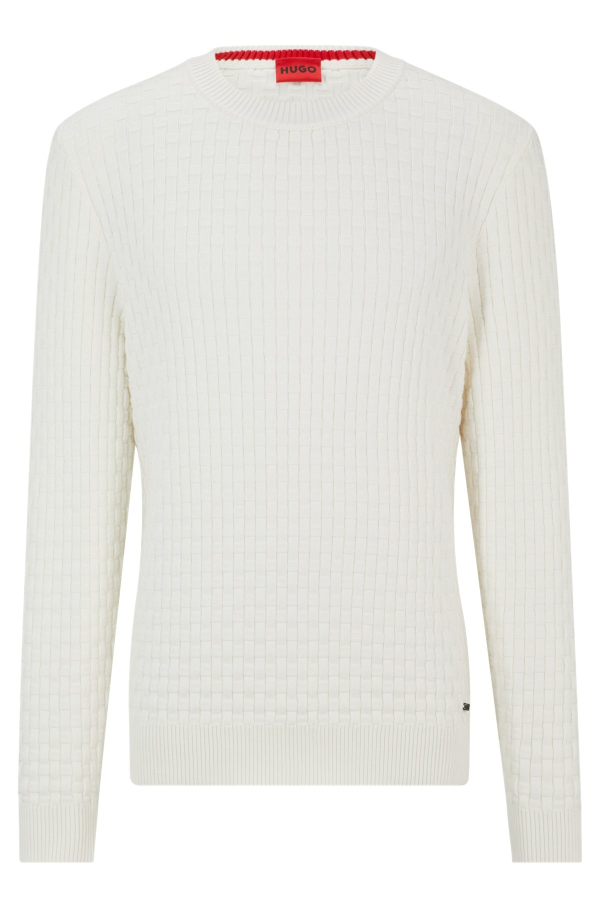 RELAXED-FIT PURE-COTTON SWEATER WITH 3D KNITTED PATTERN - 1