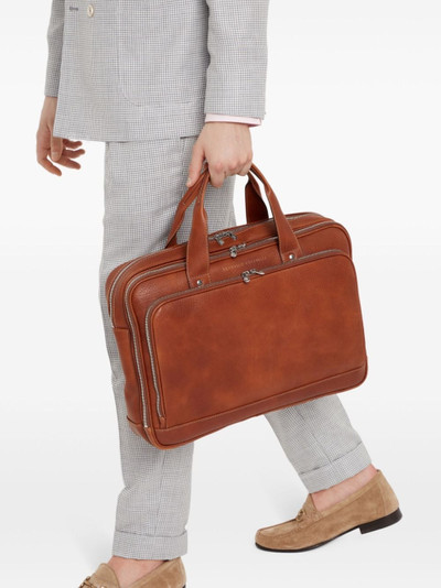 Brunello Cucinelli zipped leather briefcase outlook