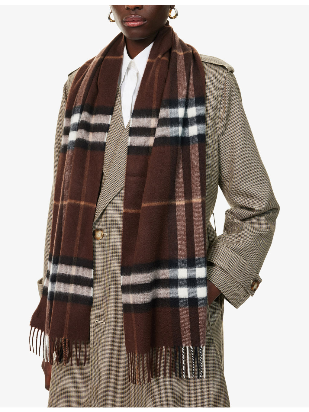 Check-Pattern Cashmere Scarf - 3