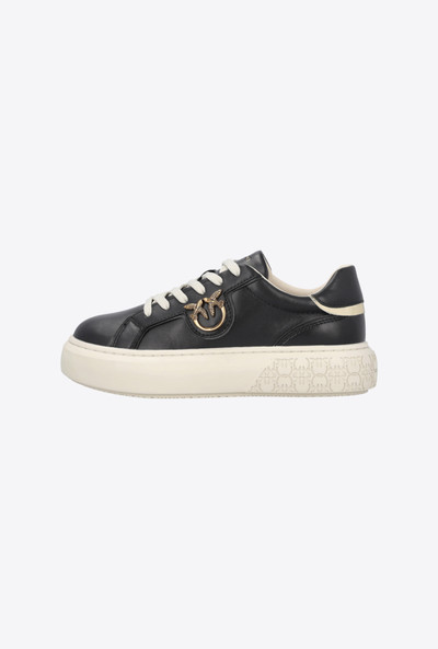PINKO LEATHER SNEAKERS WITH LOVE BIRDS PLAQUE outlook