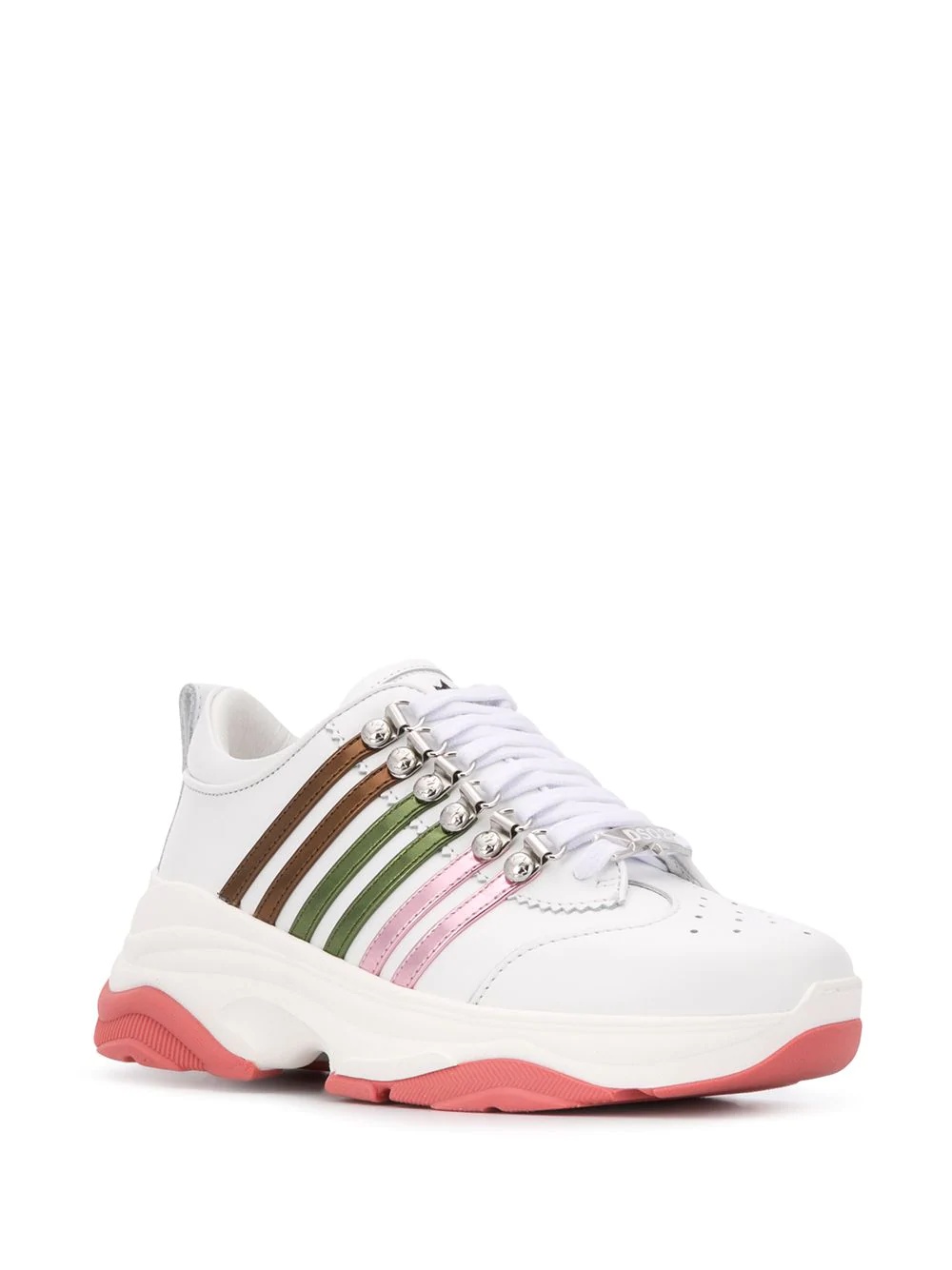 multi-striped low-top chunky trainers - 2