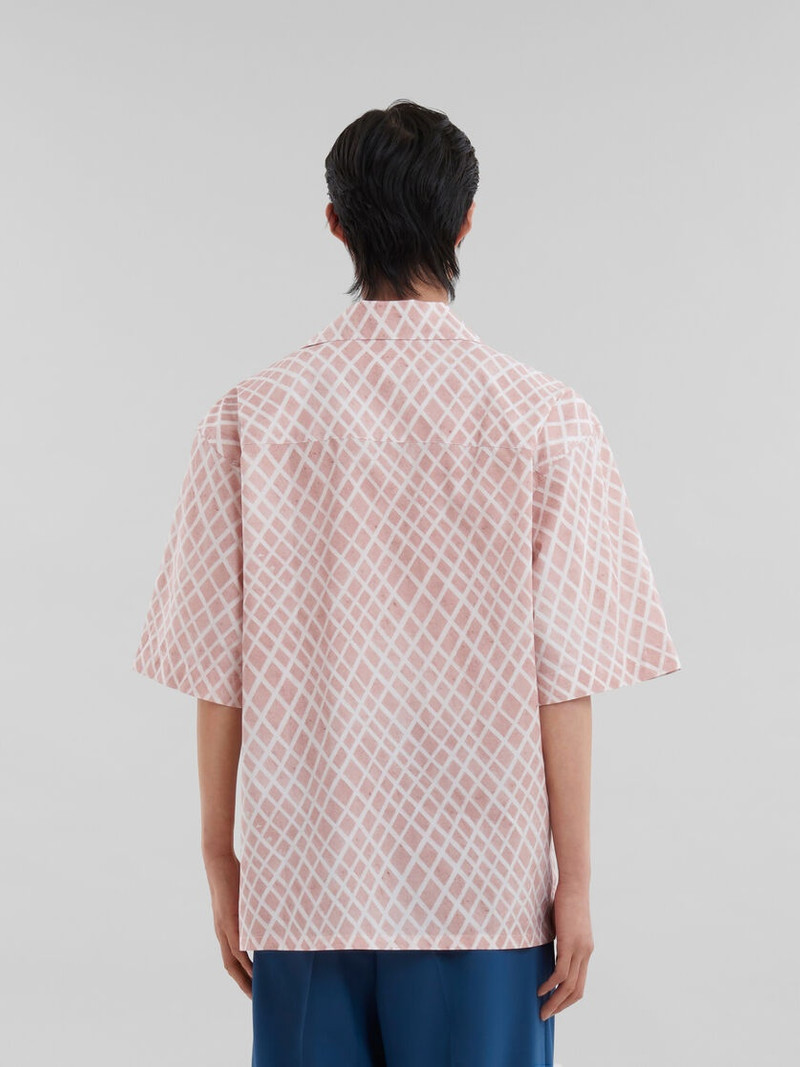 PINK POPLIN BOWLING SHIRT WITH LANDSCAPES PRINT 3