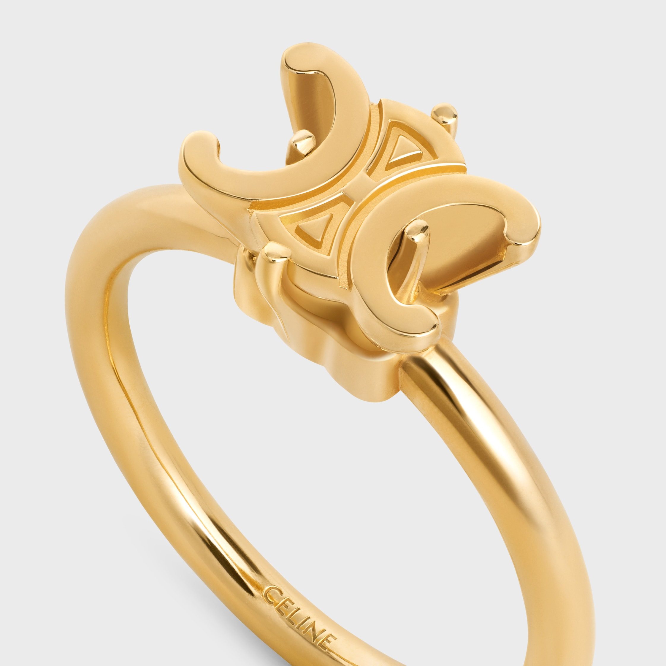 Triomphe Solitaire Ring in Brass with Gold Finish - 4