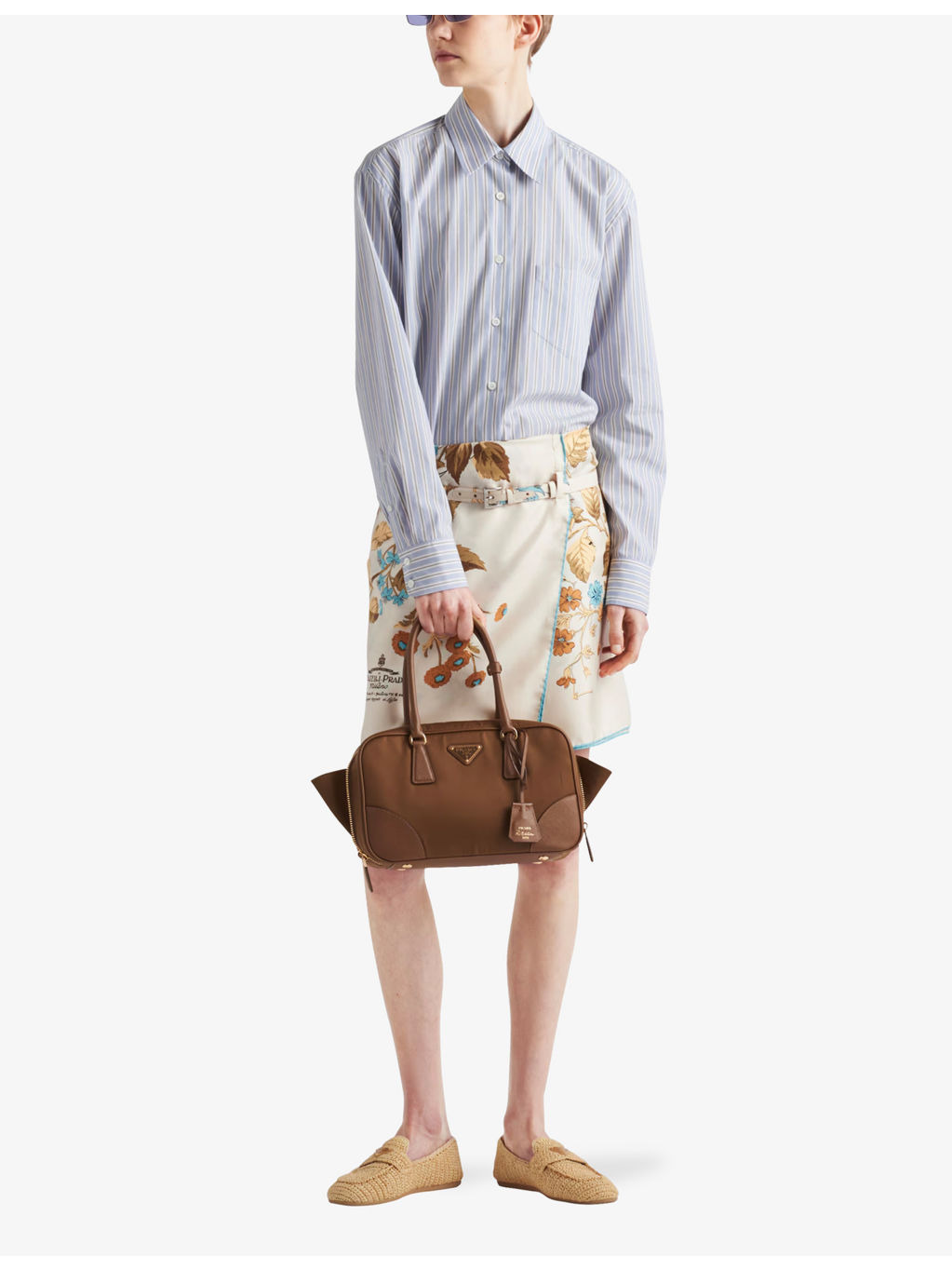 Floral-print archive-logo silk-twill mini skirt - 2
