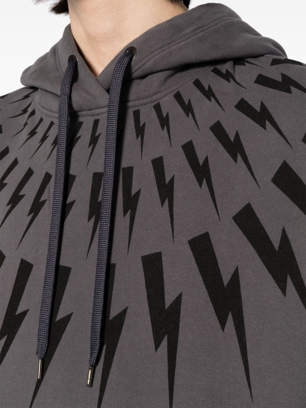 Thunderbolt-print cotton hoodie - 5