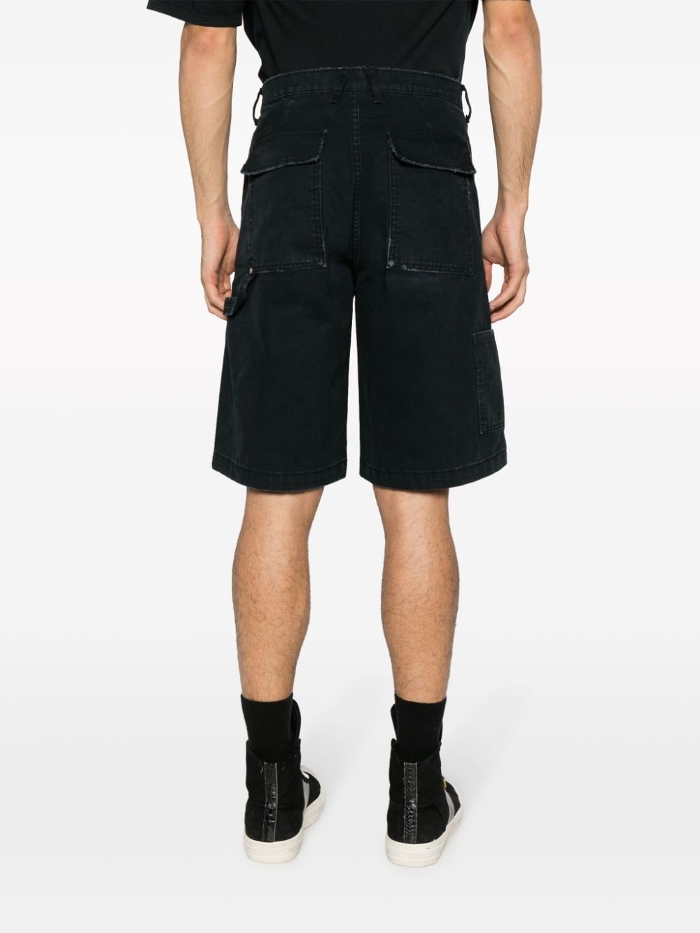 distressed-effect panelled denim shorts - 4