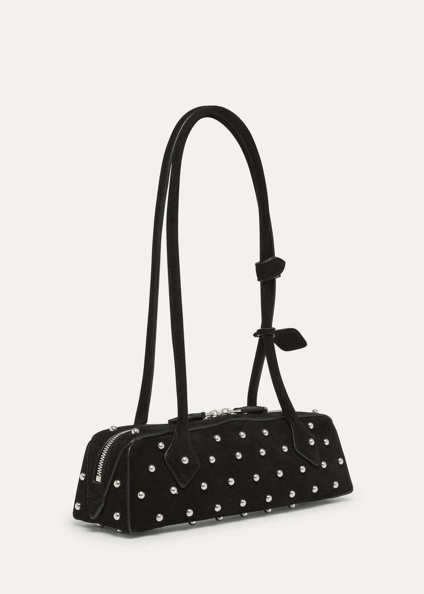 Le Teckel Small Shoulder Bag in Studded Suede - 3