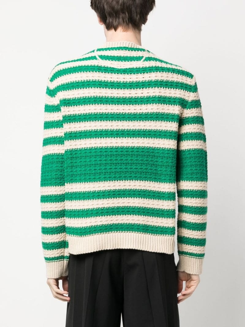 crochet-knit striped jumper - 4