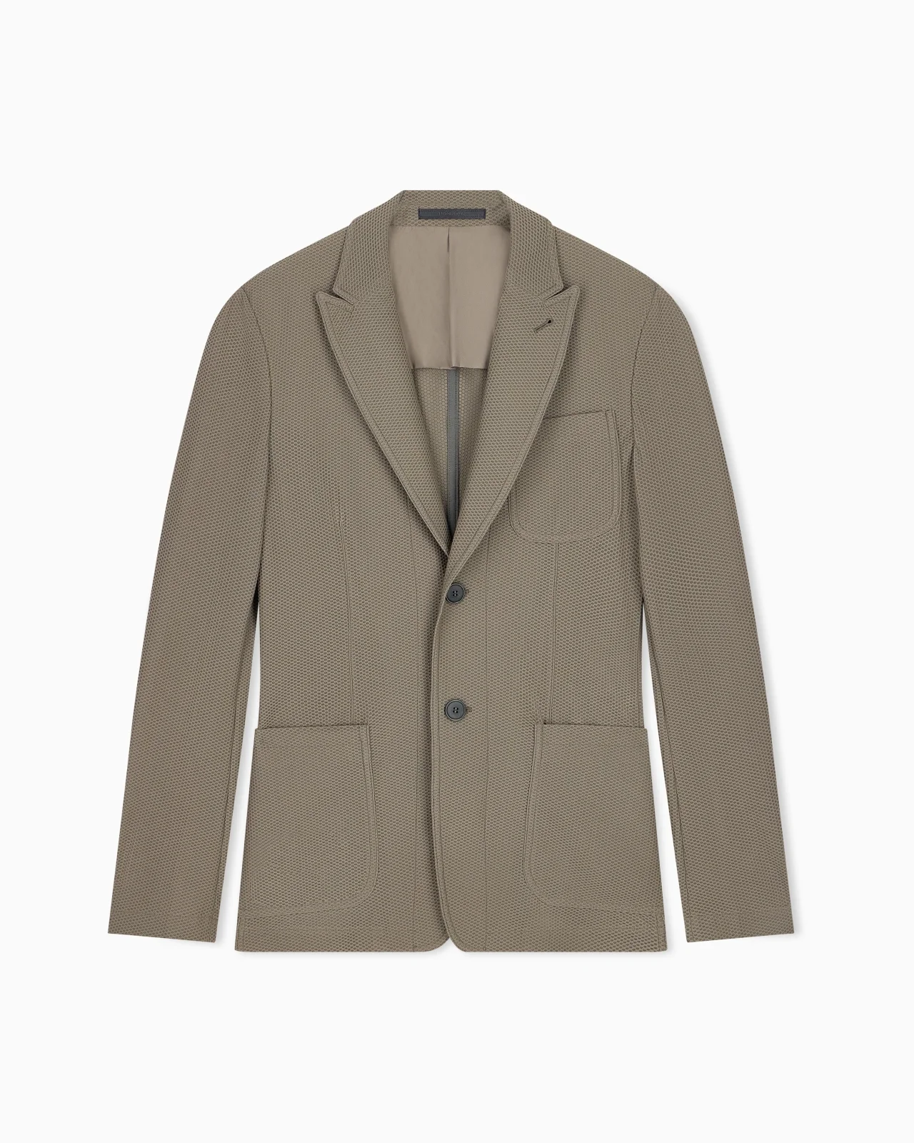 SINGLE-BREASTED JACKET IN TECHNICAL WAFFLE FABRIC - 1