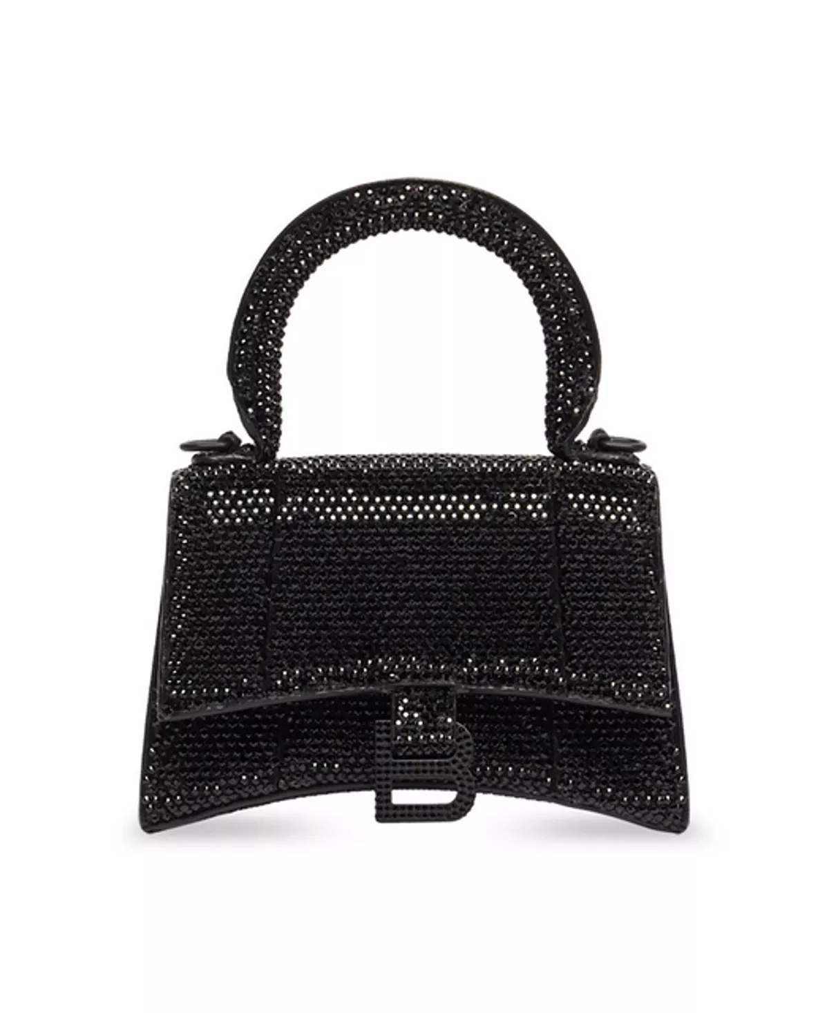 Hourglass Mini Handbag with Chain and Rhinestones - 1