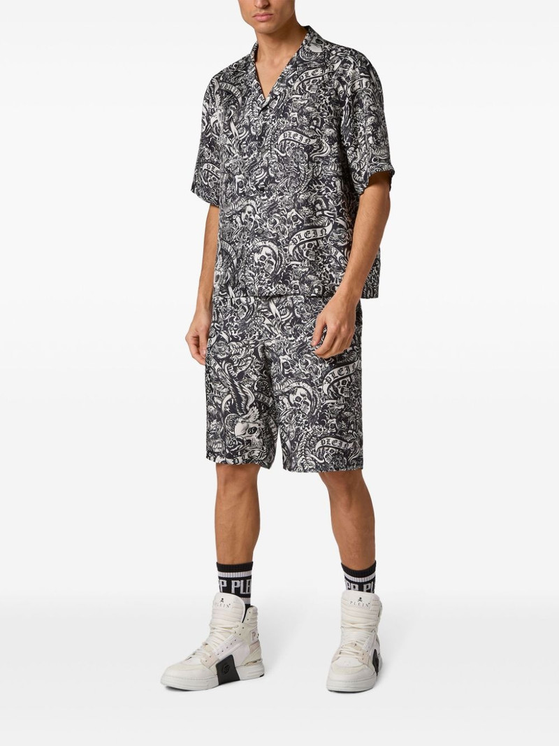 PHILIPP PLEIN Tattoo short-sleeve silk shirt outlook