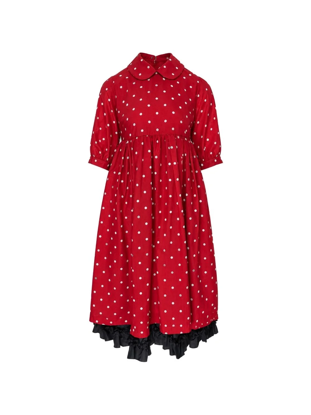 polka-dot ruffled midi dress - 1